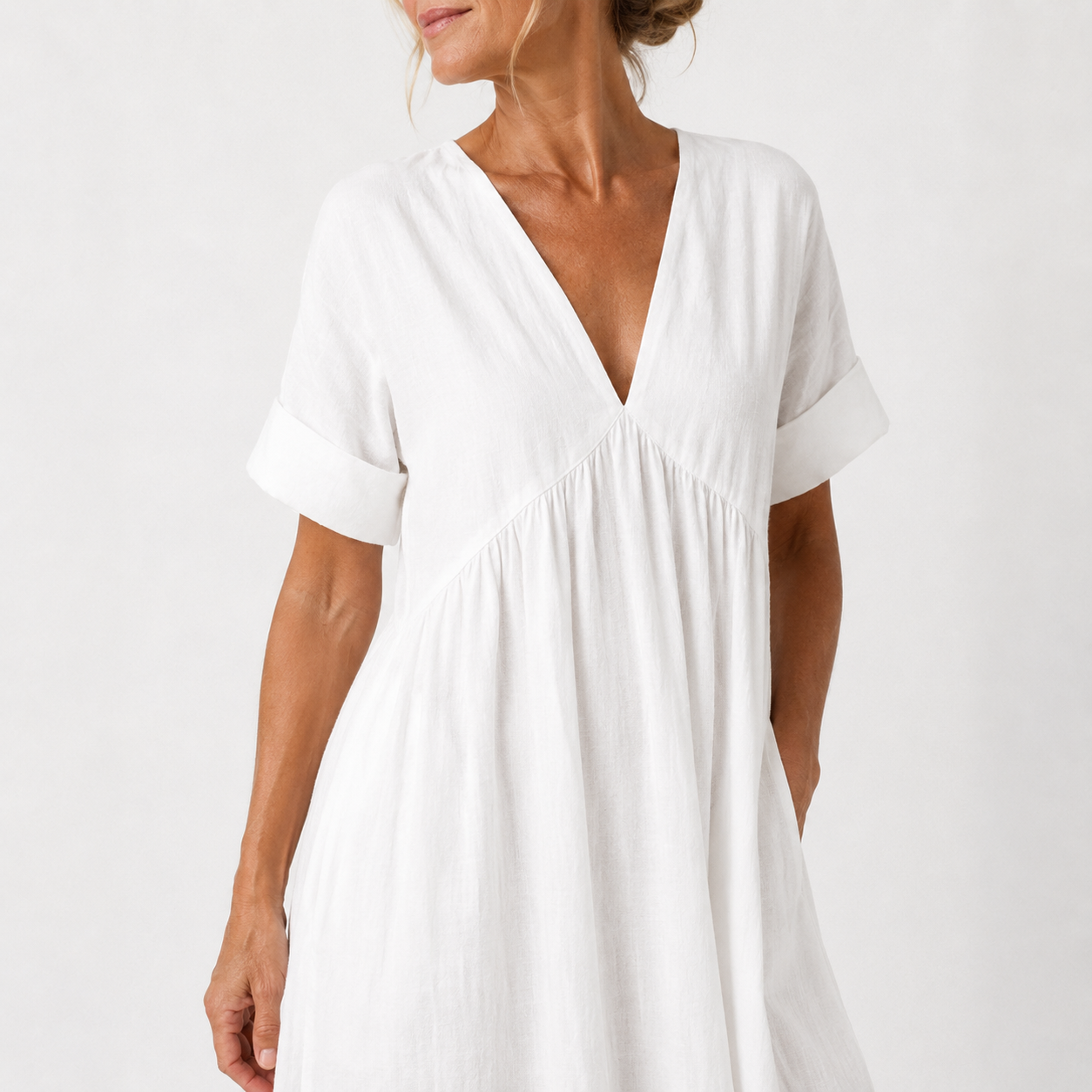 Women's Maxi Dress with V-Neck and Flowing Cut