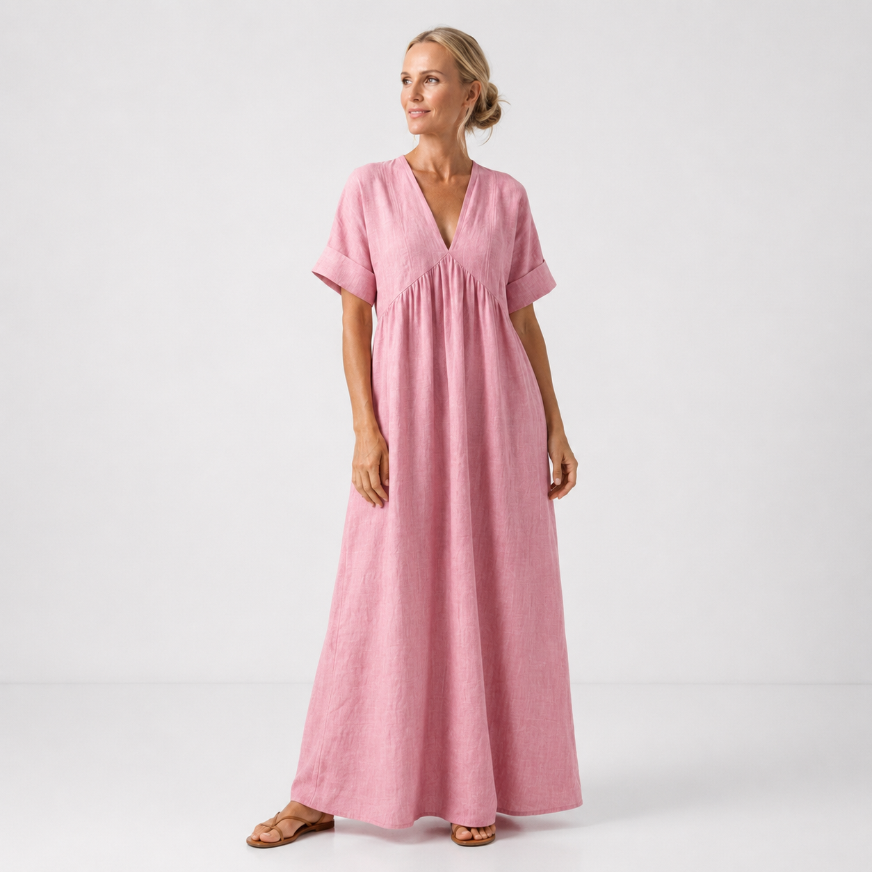 Women's Maxi Dress with V-Neck and Flowing Cut