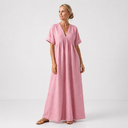 Women's Maxi Dress with V-Neck and Flowing Cut