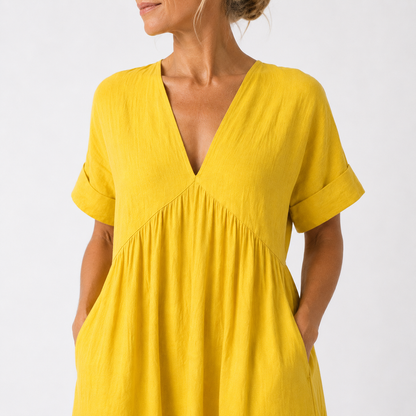 Women's Maxi Dress with V-Neck and Flowing Cut