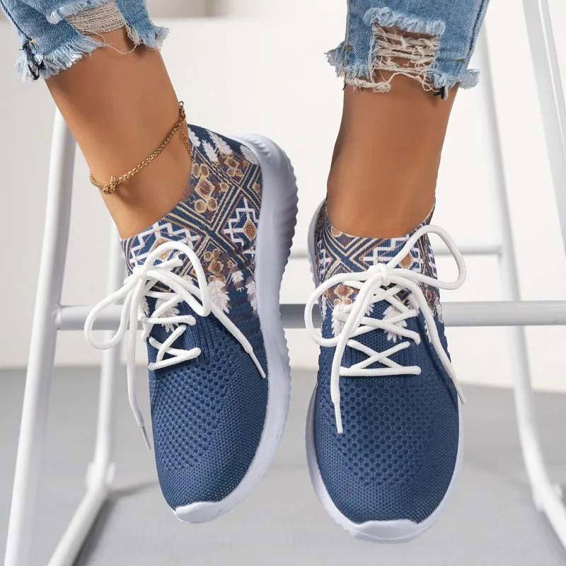 Women's Mesh Shoes with Ethnic Pattern