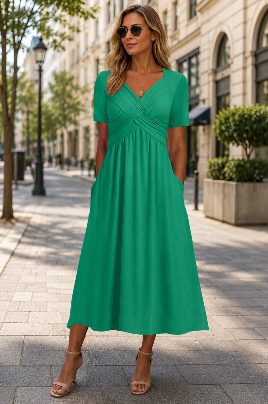 Women's Midi Dress with A-Line Silhouette and Flattering Fit