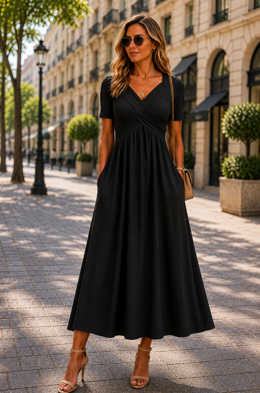 Women's Midi Dress with A-Line Silhouette and Flattering Fit
