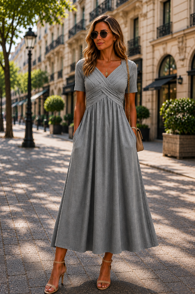 Women's Midi Dress with A-Line Silhouette and Flattering Fit