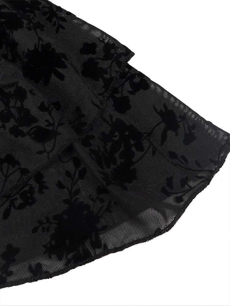 Women's Midi Dress with Floral Print and Short Sleeves