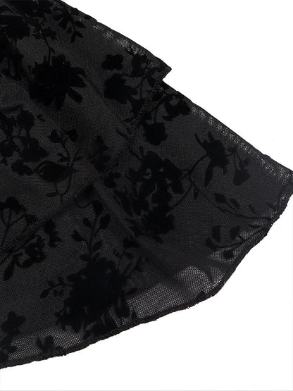 Women's Midi Dress with Floral Print and Short Sleeves