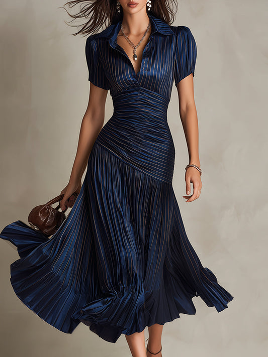 Women's Midi Dress with Retro Stripes