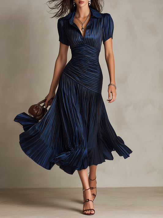 Women's Midi Dress with Retro Stripes