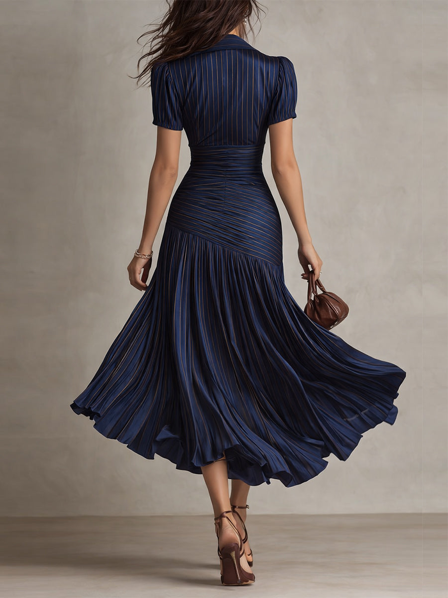 Women's Midi Dress with Retro Stripes