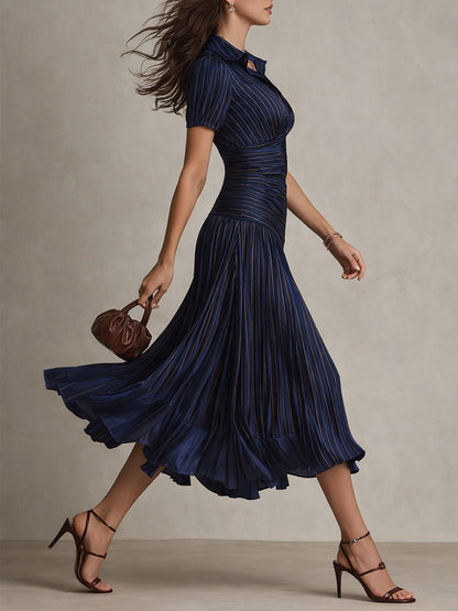 Women's Midi Dress with Retro Stripes