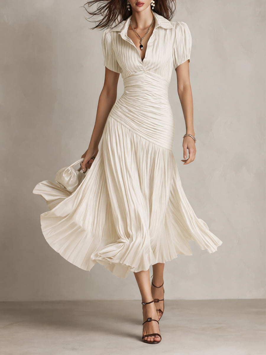 Women's Midi Dress with Retro Stripes