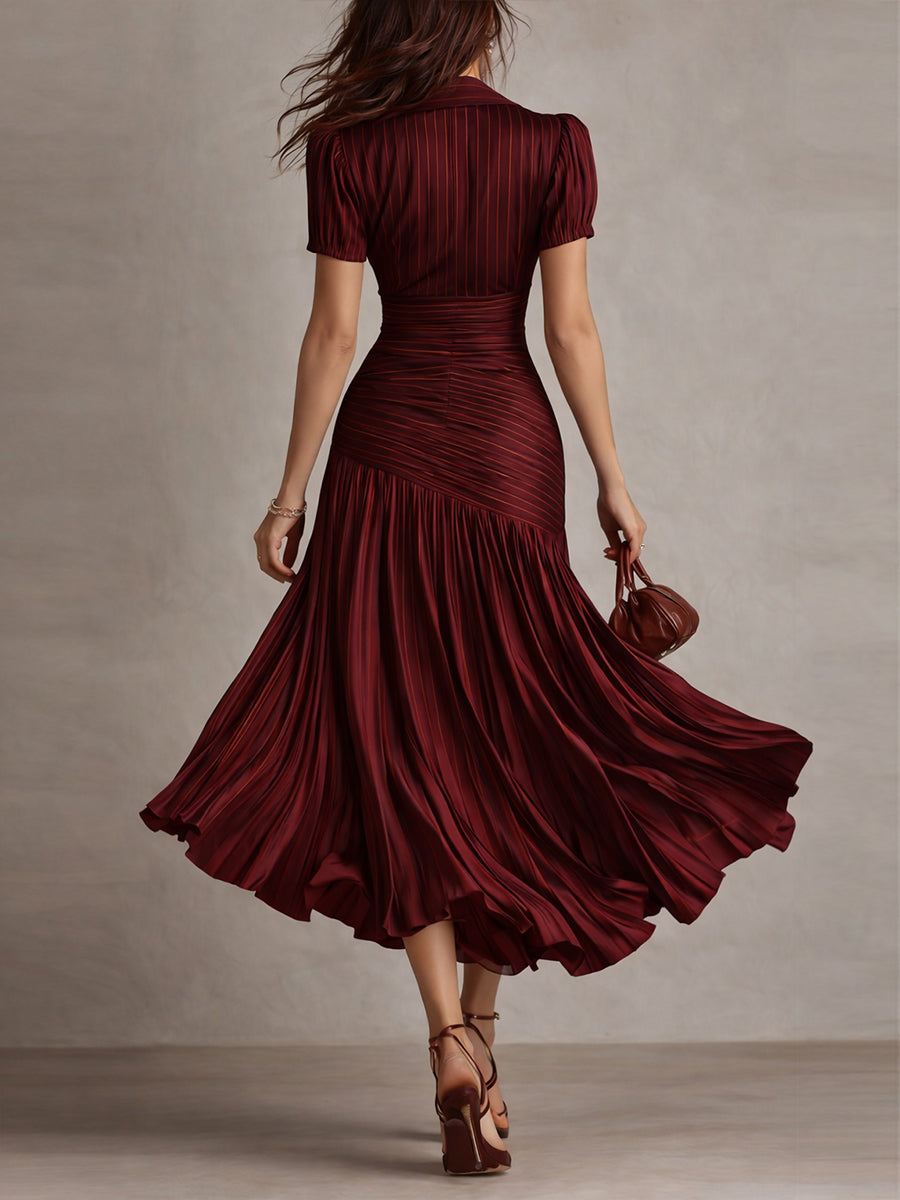 Women's Midi Dress with Retro Stripes