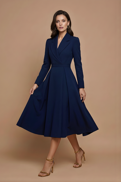 Women's Midi Dress with Wrap Front and Integrated Belt