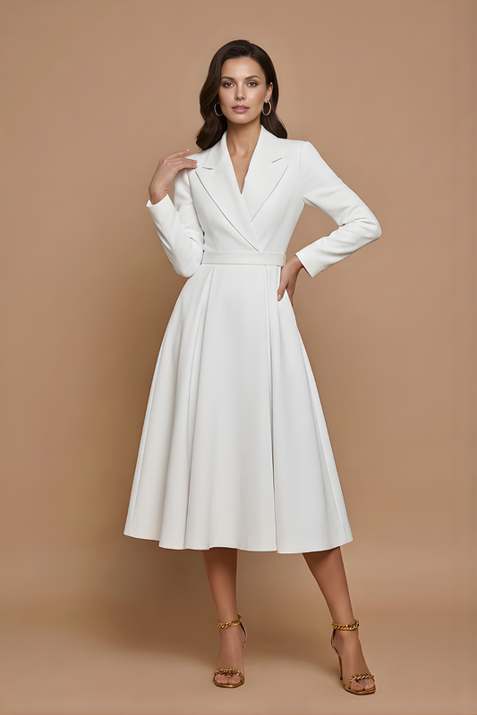 Women's Midi Dress with Wrap Front and Integrated Belt