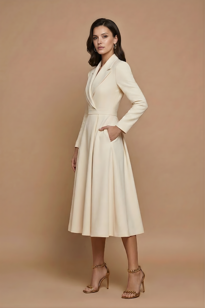 Women's Midi Dress with Wrap Front and Integrated Belt