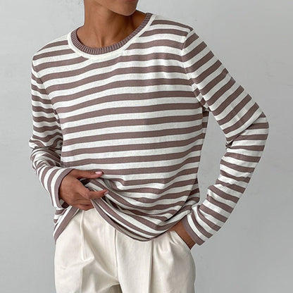 Women's Nautical Striped Knit Sweater with Relaxed Fit