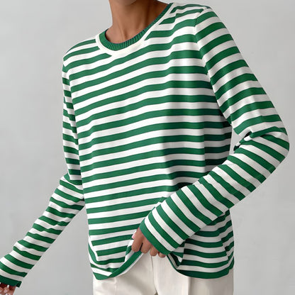 Women's Nautical Striped Knit Sweater with Relaxed Fit