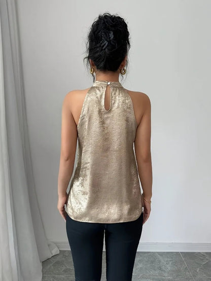 Women's Off The Shoulder Blouse with Halter Neck Design