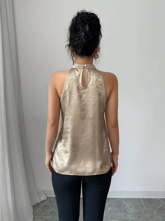 Women's Off The Shoulder Blouse with Halter Neck Design