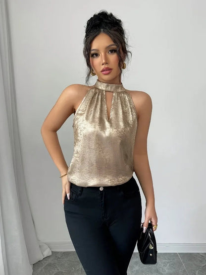 Women's Off The Shoulder Blouse with Halter Neck Design
