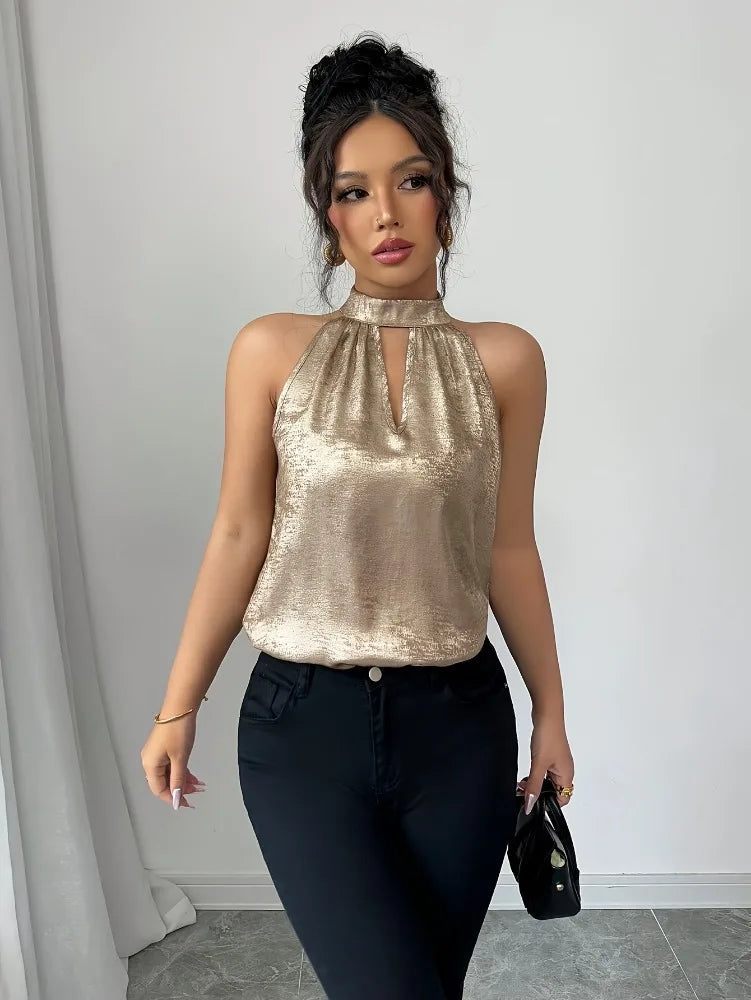 Women's Off The Shoulder Blouse with Halter Neck Design
