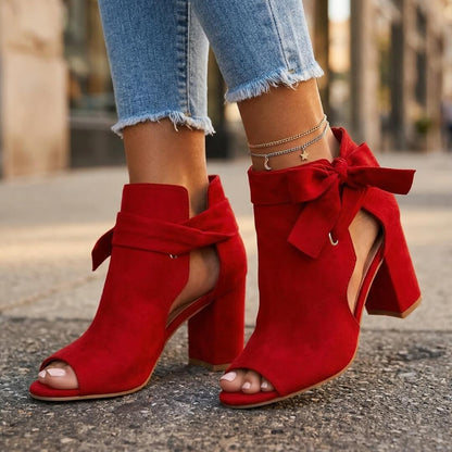 Women's Open Toe Heeled Sandals with Chunky Block Heel