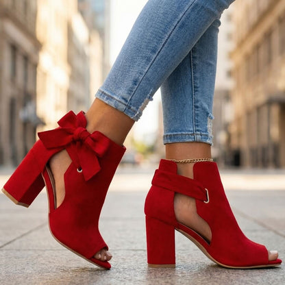 Women's Open Toe Heeled Sandals with Chunky Block Heel