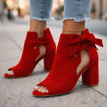 Women's Open Toe Heeled Sandals with Chunky Block Heel