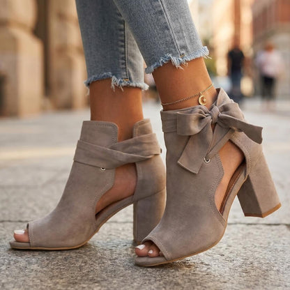 Women's Open Toe Heeled Sandals with Chunky Block Heel