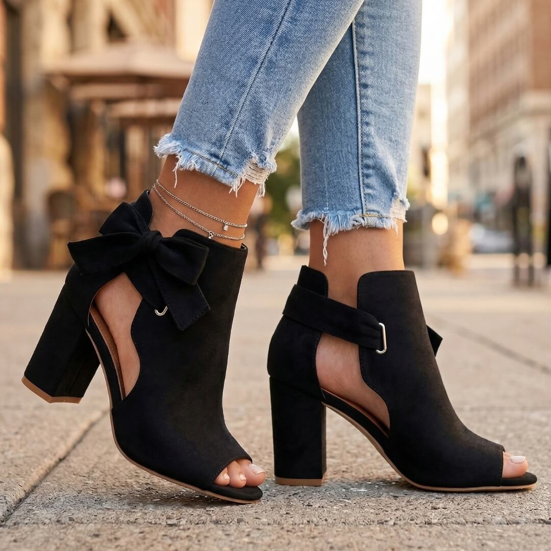 Women's Open Toe Heeled Sandals with Chunky Block Heel