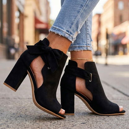 Women's Open Toe Heeled Sandals with Chunky Block Heel