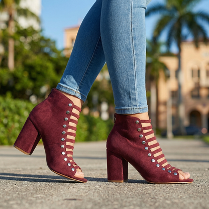 Women's Open Toe Heels with Textured Upper