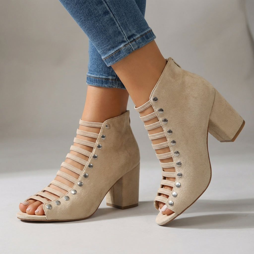 Women's Open Toe Heels with Textured Upper