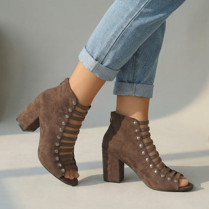 Women's Open Toe Heels with Textured Upper