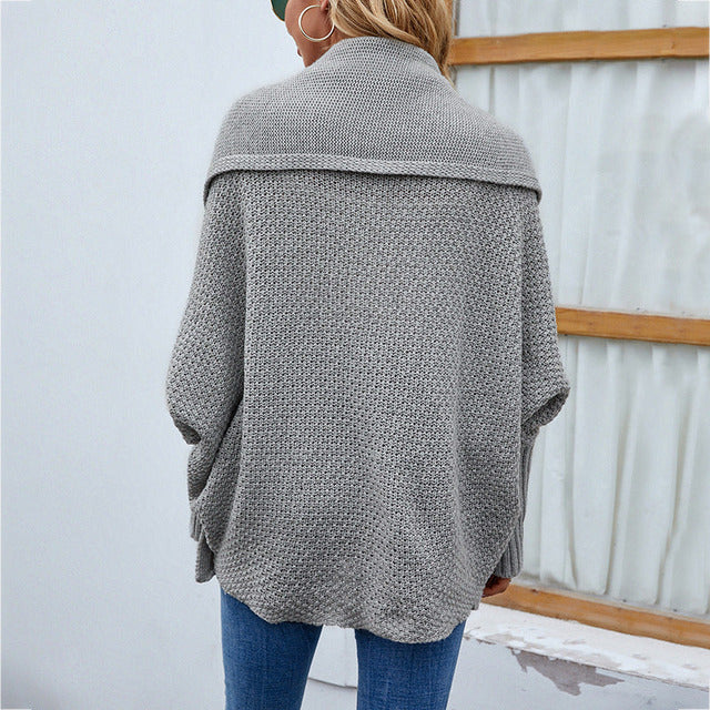 Women's Oversized Knit Cardigan with Shawl Collar for Cosy Layering