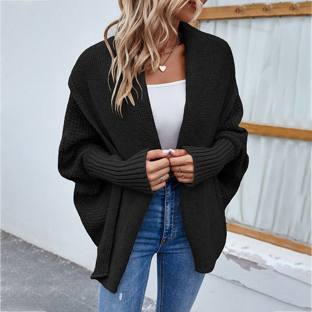 Women's Oversized Knit Cardigan with Shawl Collar for Cosy Layering