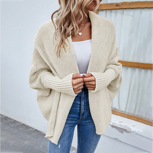 Women's Oversized Knit Cardigan with Shawl Collar for Cosy Layering