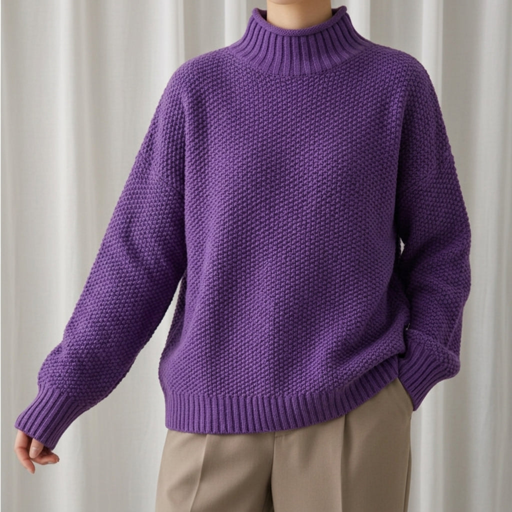 Women's Oversized Mock Neck Jumper in Premium Knit Blend