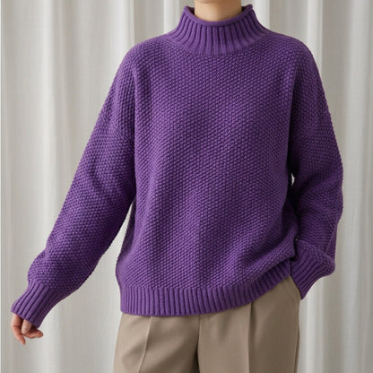Women's Oversized Mock Neck Jumper in Premium Knit Blend