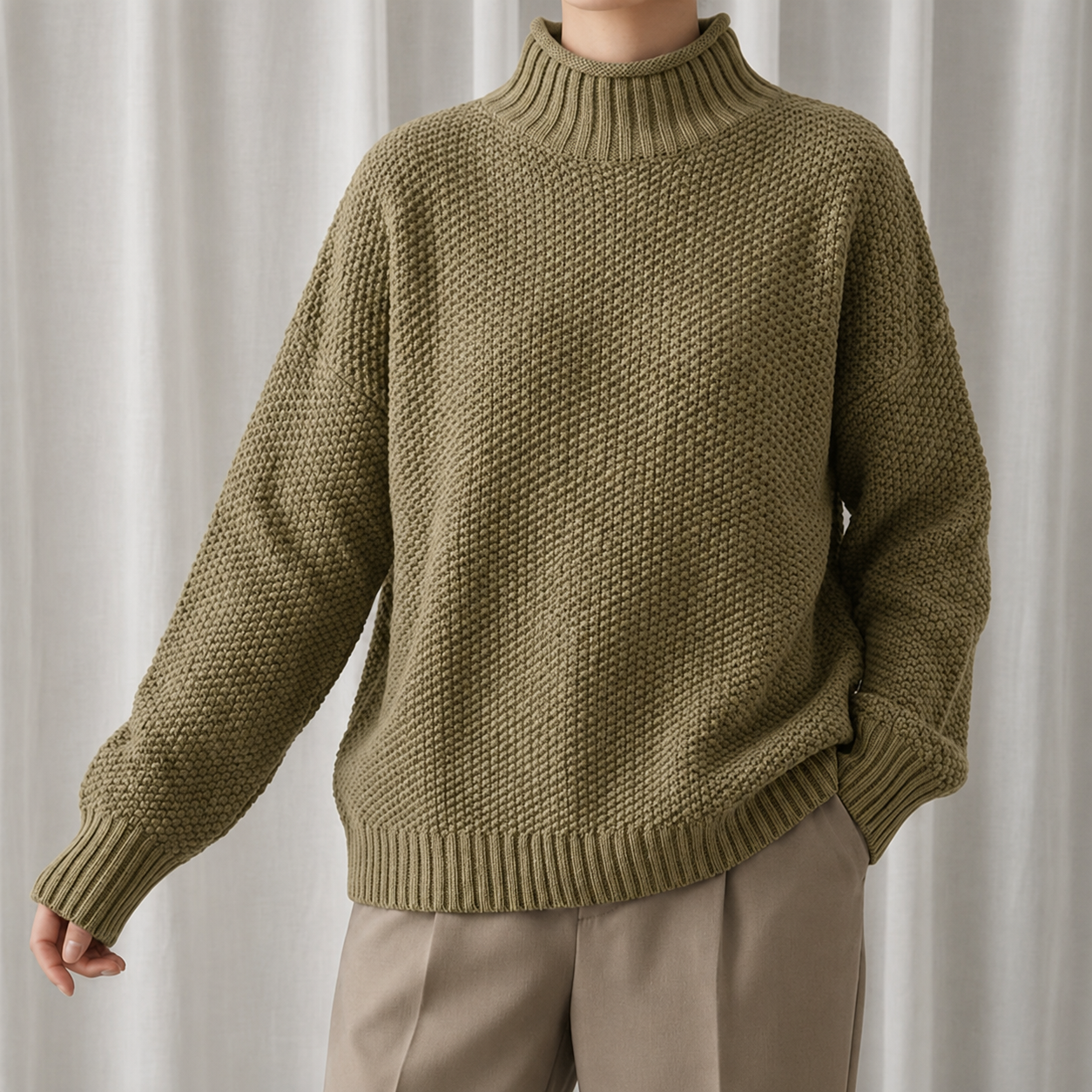 Women's Oversized Mock Neck Jumper in Premium Knit Blend