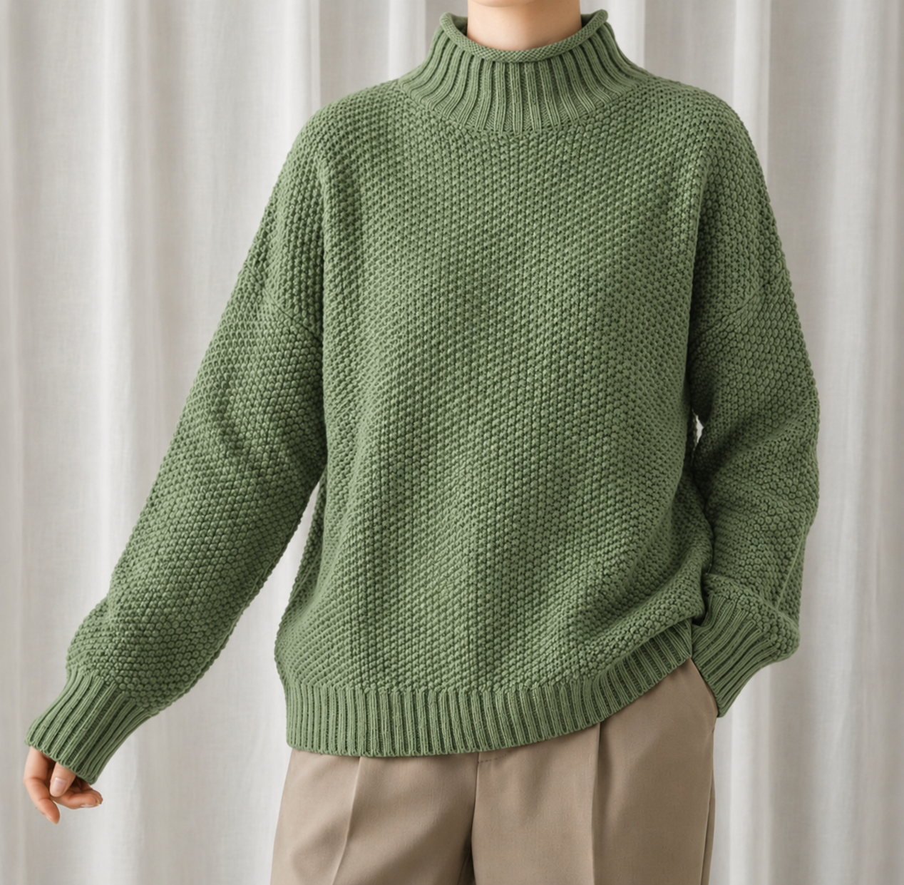 Women's Oversized Mock Neck Jumper in Premium Knit Blend