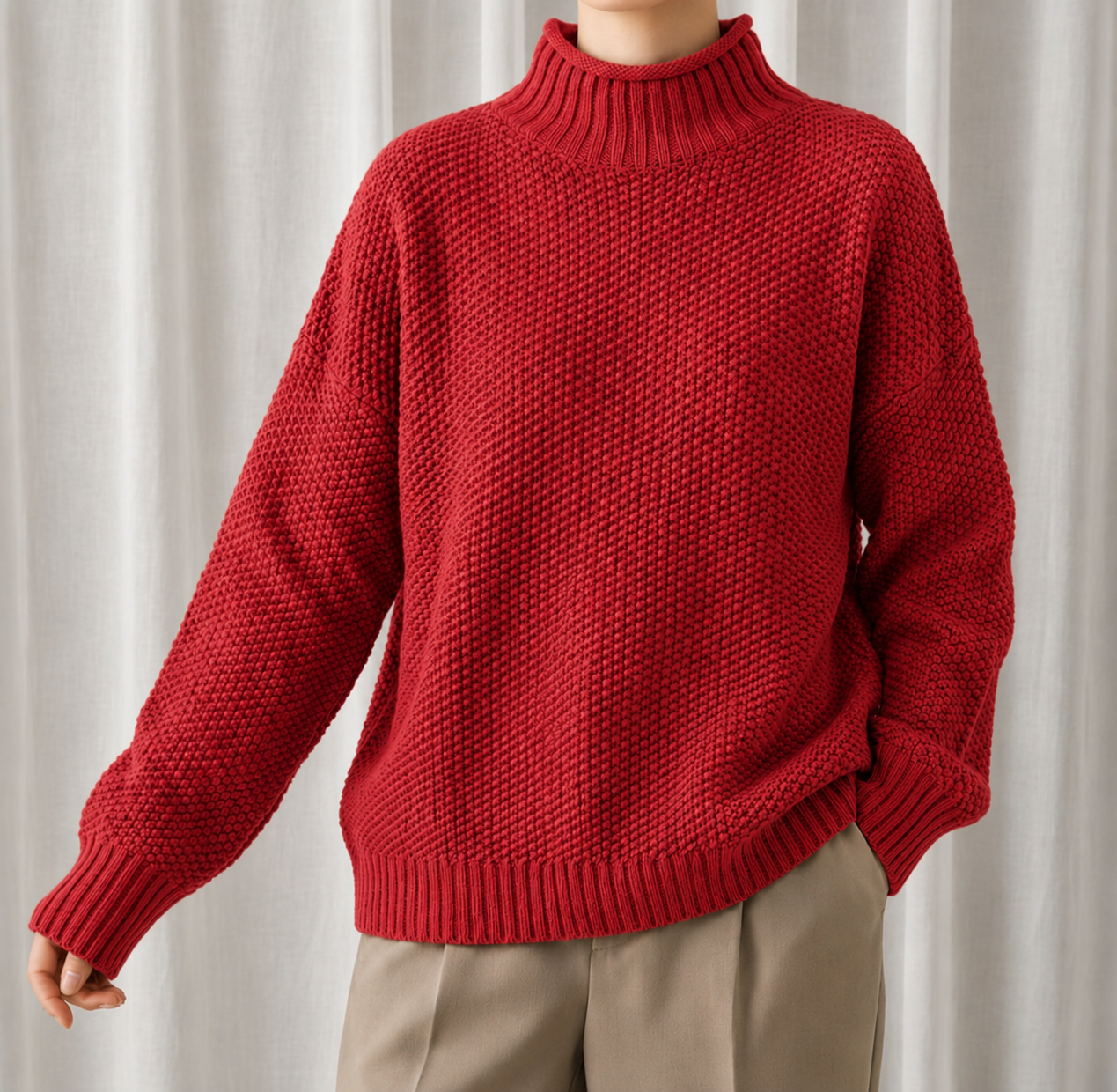 Women's Oversized Mock Neck Jumper in Premium Knit Blend
