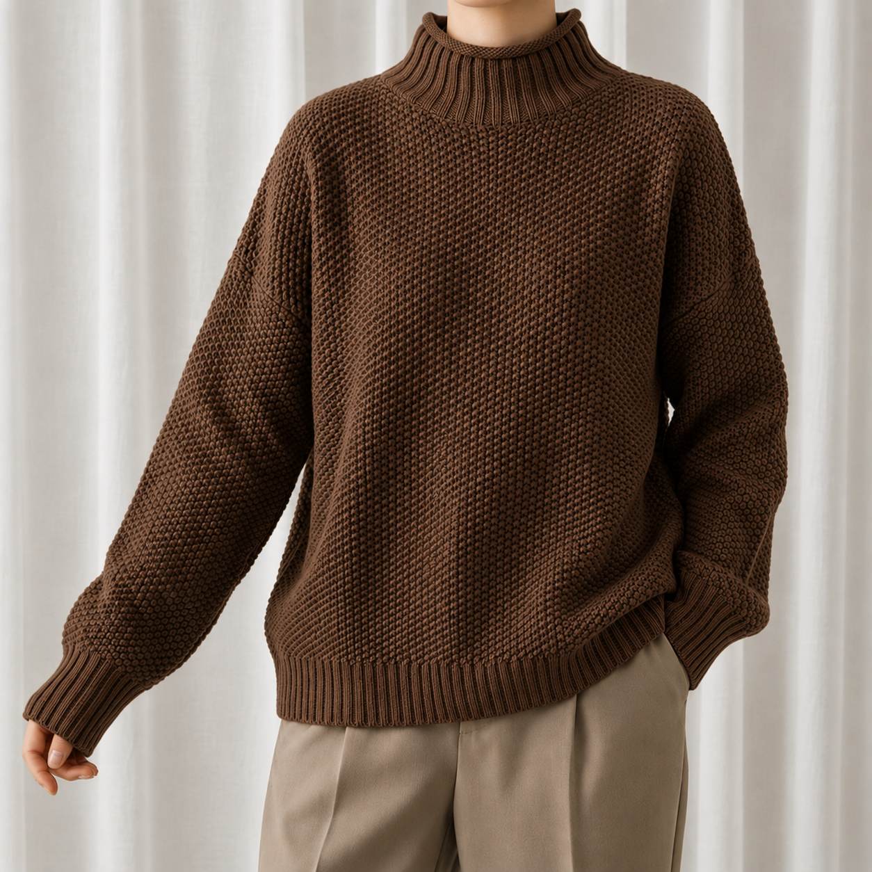 Women's Oversized Mock Neck Jumper in Premium Knit Blend