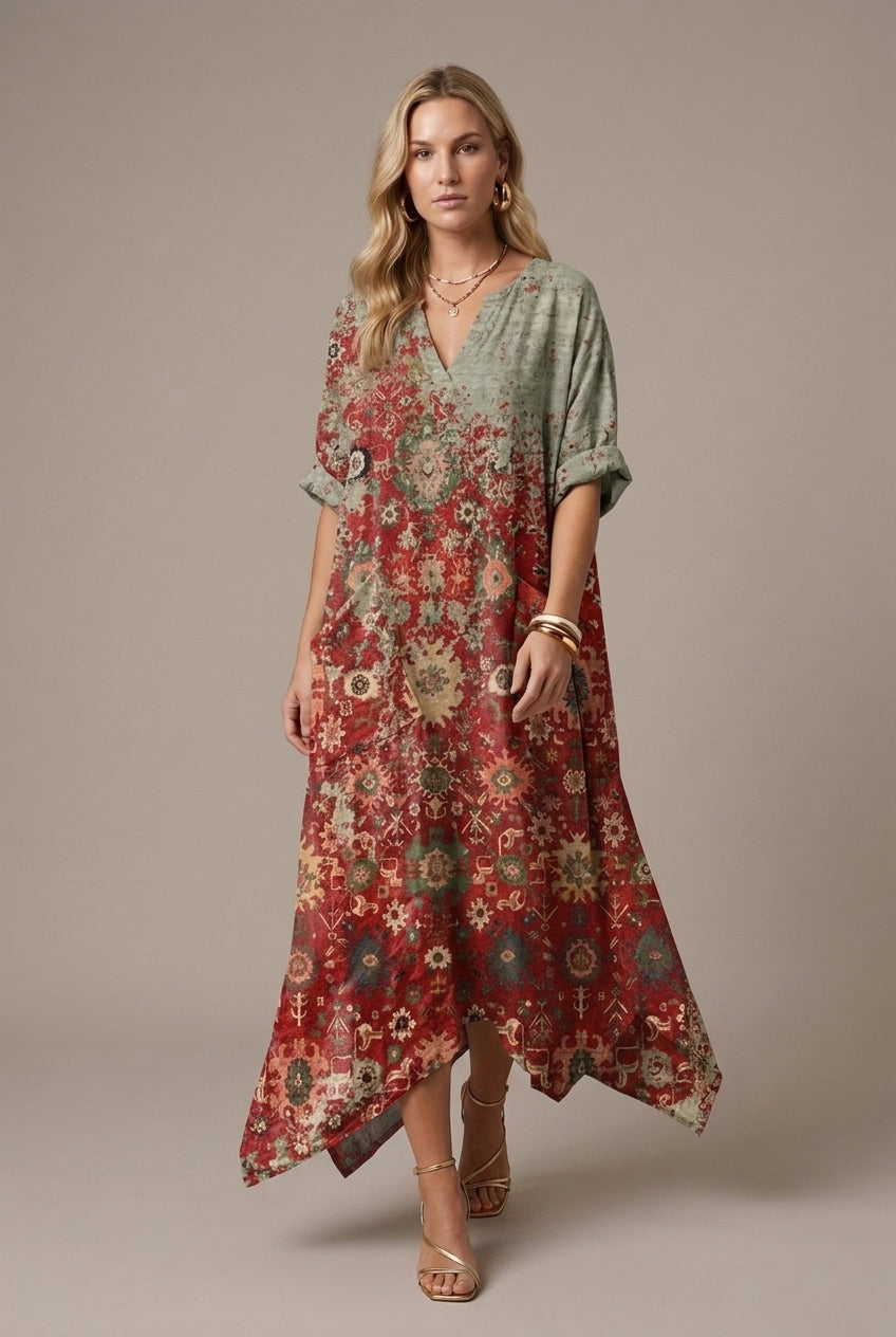Women's Oversized Pocket Dress with Subtle Embroidery