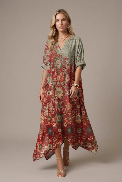 Women's Oversized Pocket Dress with Subtle Embroidery