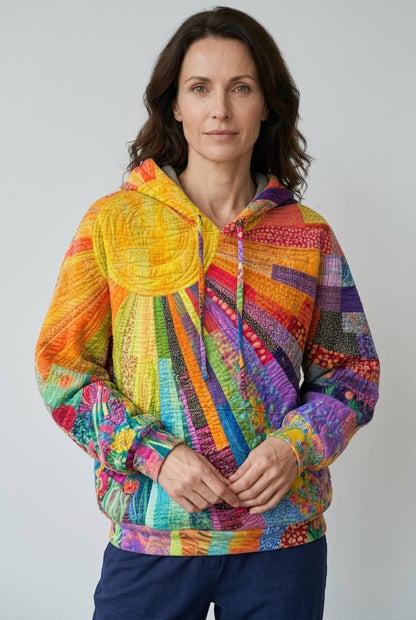 Women's Patchwork Hoodie with Long Sleeves