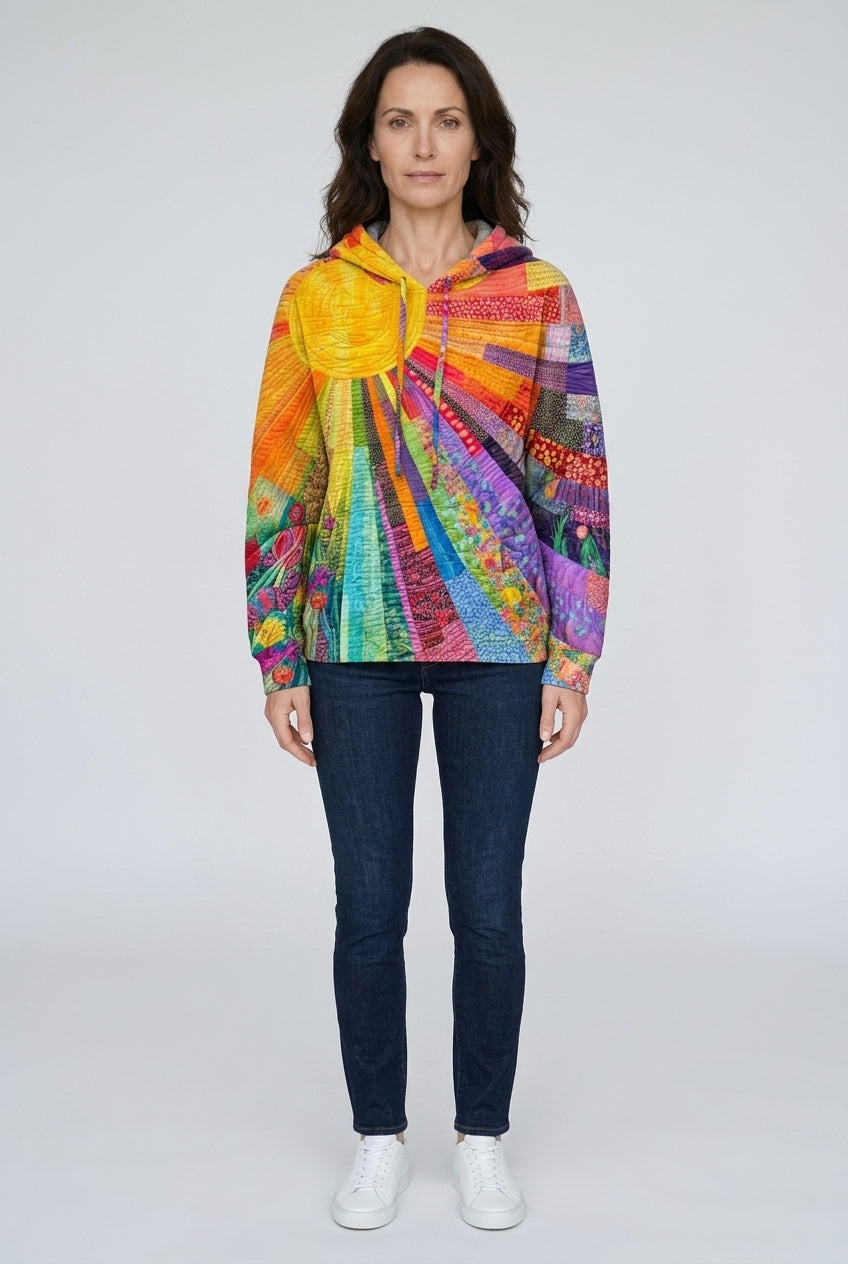 Women's Patchwork Hoodie with Long Sleeves