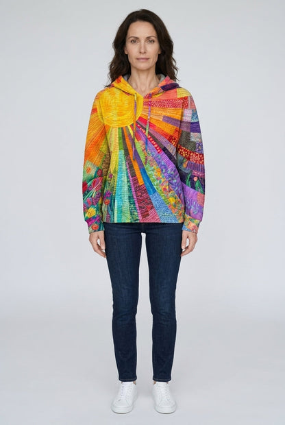 Women's Patchwork Hoodie with Long Sleeves