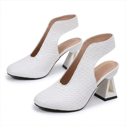 Women's Peep-Toe Sandals with Architectural Block Heel