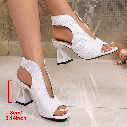 Women's Peep-Toe Sandals with Architectural Block Heel